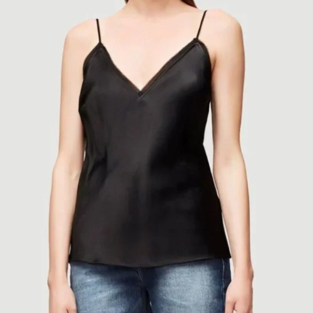 Frame Satin Black Vneck Tank